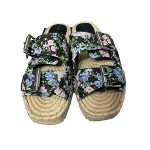 Rebecca Minkoff Jodi Espadrille Sandals Women's Size 7 Black Flower Print Shoes